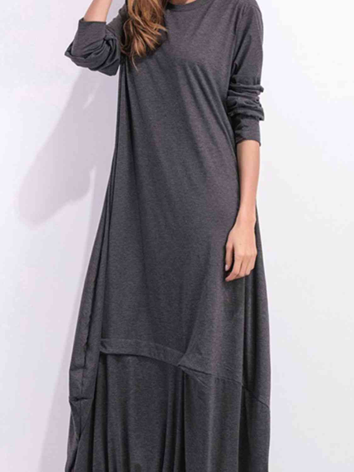 Sweaters & Dresses & Sweaterdresses - Full Size Round Neck Long Sleeve Sweatshirt Dress (7515564867672)