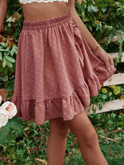 Ruffle Hem Elastic Waist Mini Skirt (7500878086232)