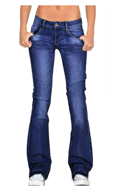 Low-Waist Flared Medium-Wash Denim Jeans