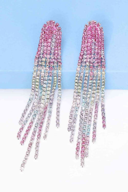 Rhinestone Fringed Dangle Earrings (7499305189464)