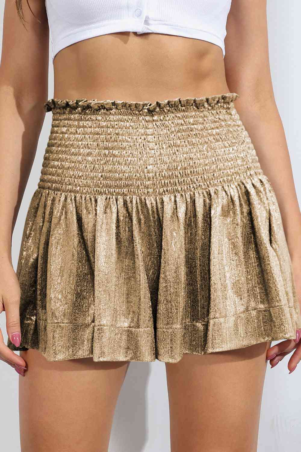 Glitter Smocked - High-Waist Shorts (7500855672920)