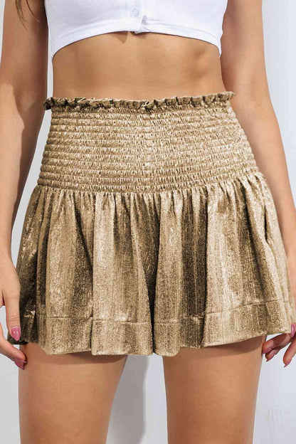 Glitter Smocked - High-Waist Shorts (7500855672920)