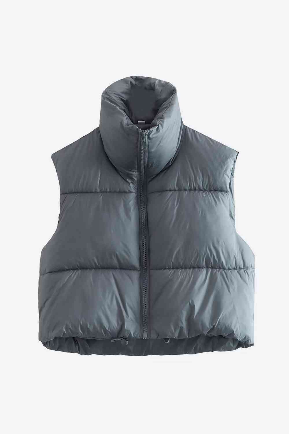 Gotta Have Drawstrings - Zip-Up Drawstring Puffer Vest (7484291907672)