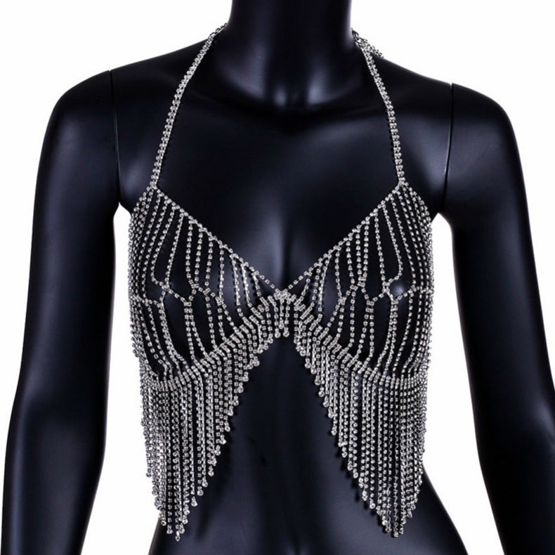 Diamonds & Tassels - Diamond Tassel Bra Necklace (7517780672600)