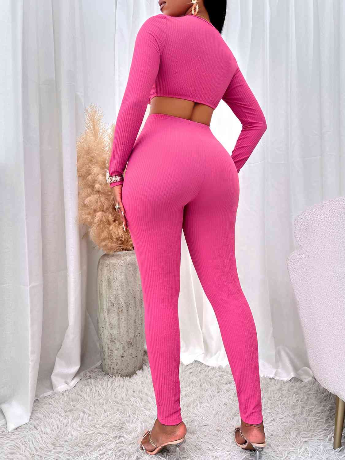 Cropped & Set - Cut-Out Cropped Top & Leggings Set (7501433208920)