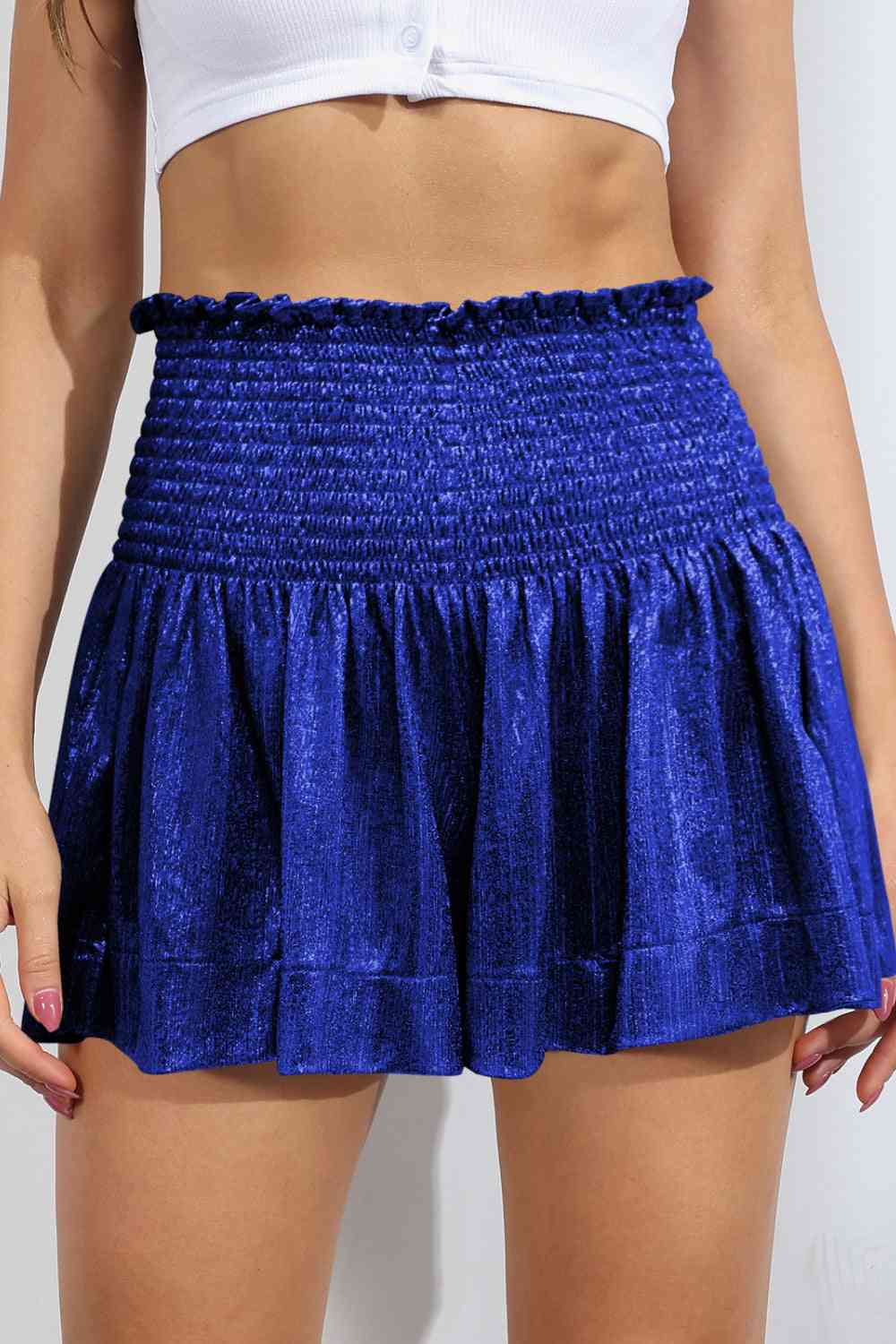 Glitter Smocked - High-Waist Shorts (7500855672920)