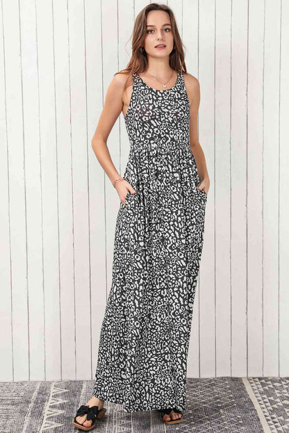 Leopard Round-Neck Sleeveless Maxi Dress (7515557789784)