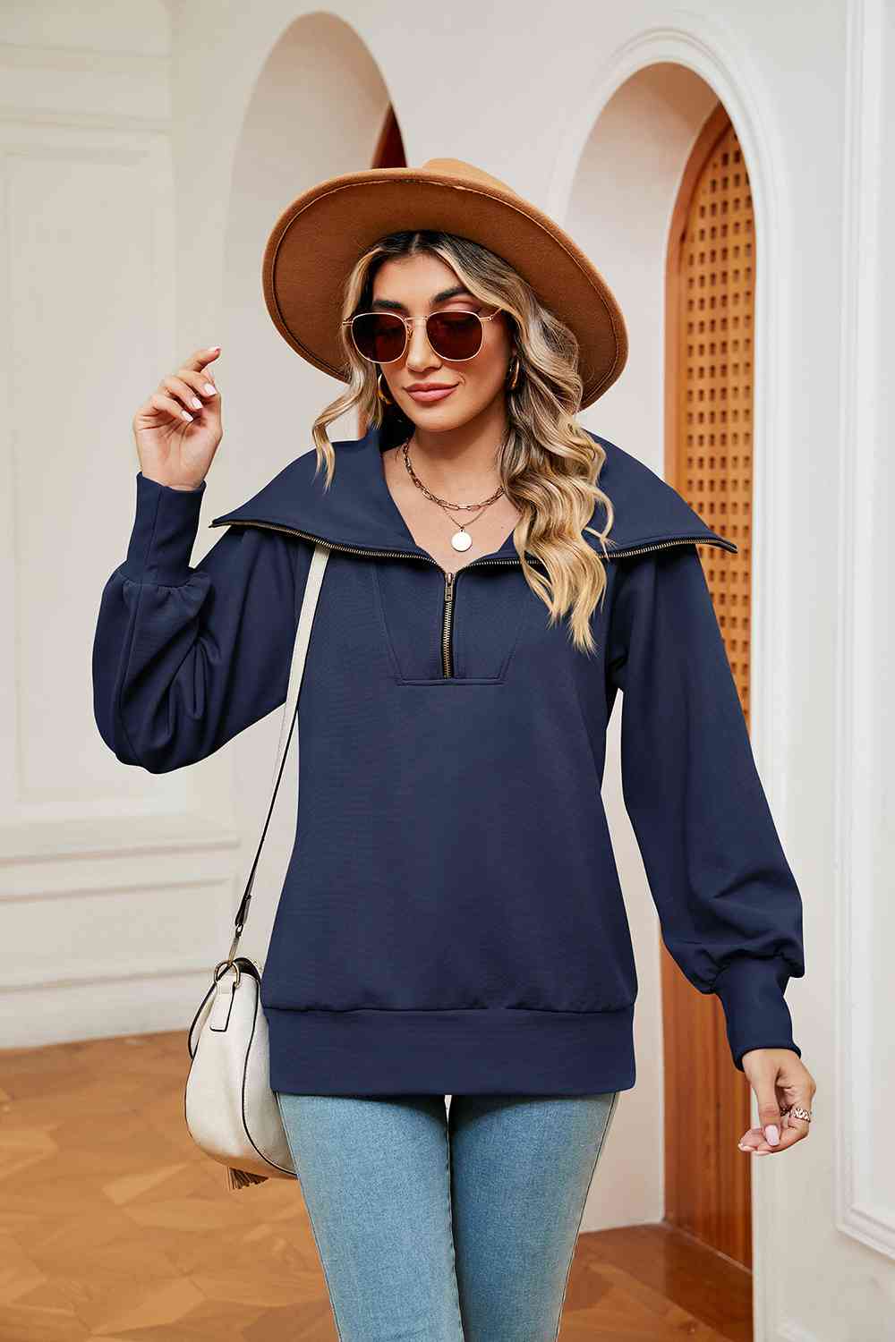 Collared - Half-Zip Collared Sweatshirt (7501332250712)