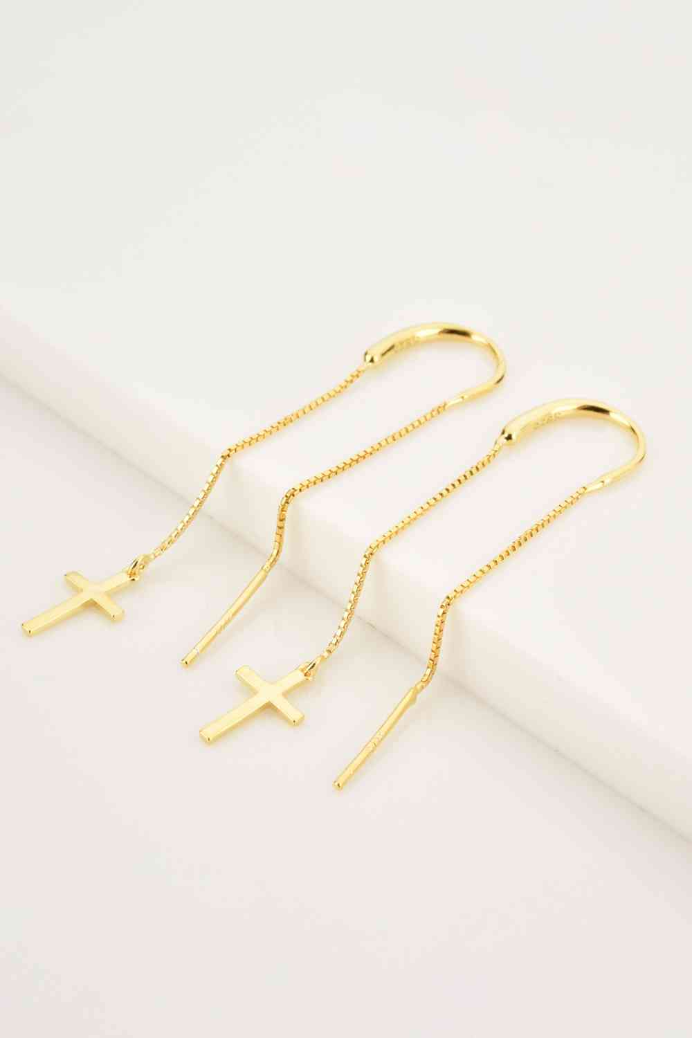 Cross Threaders - Sterling Silver Earrings (7499321344088)