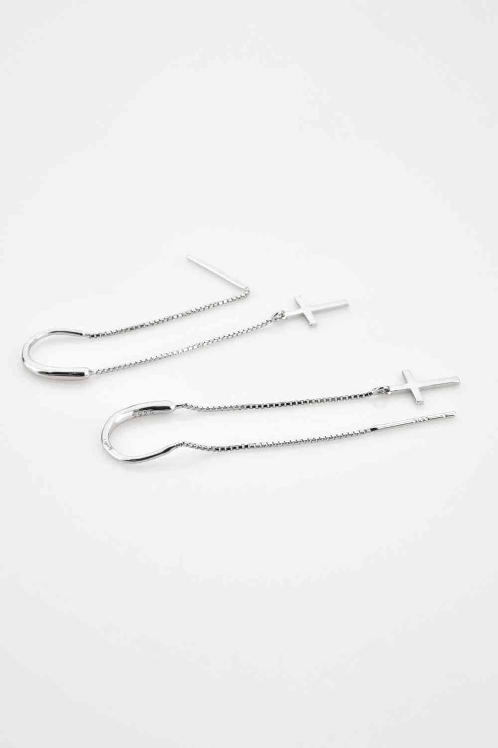 Cross Threaders - Sterling Silver Earrings (7499321344088)