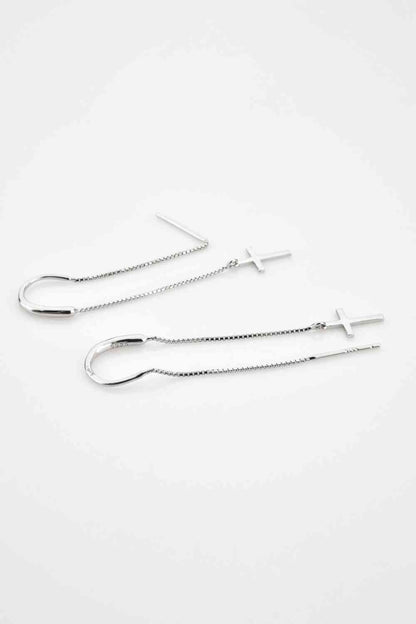 Cross Threaders - Sterling Silver Earrings (7499321344088)