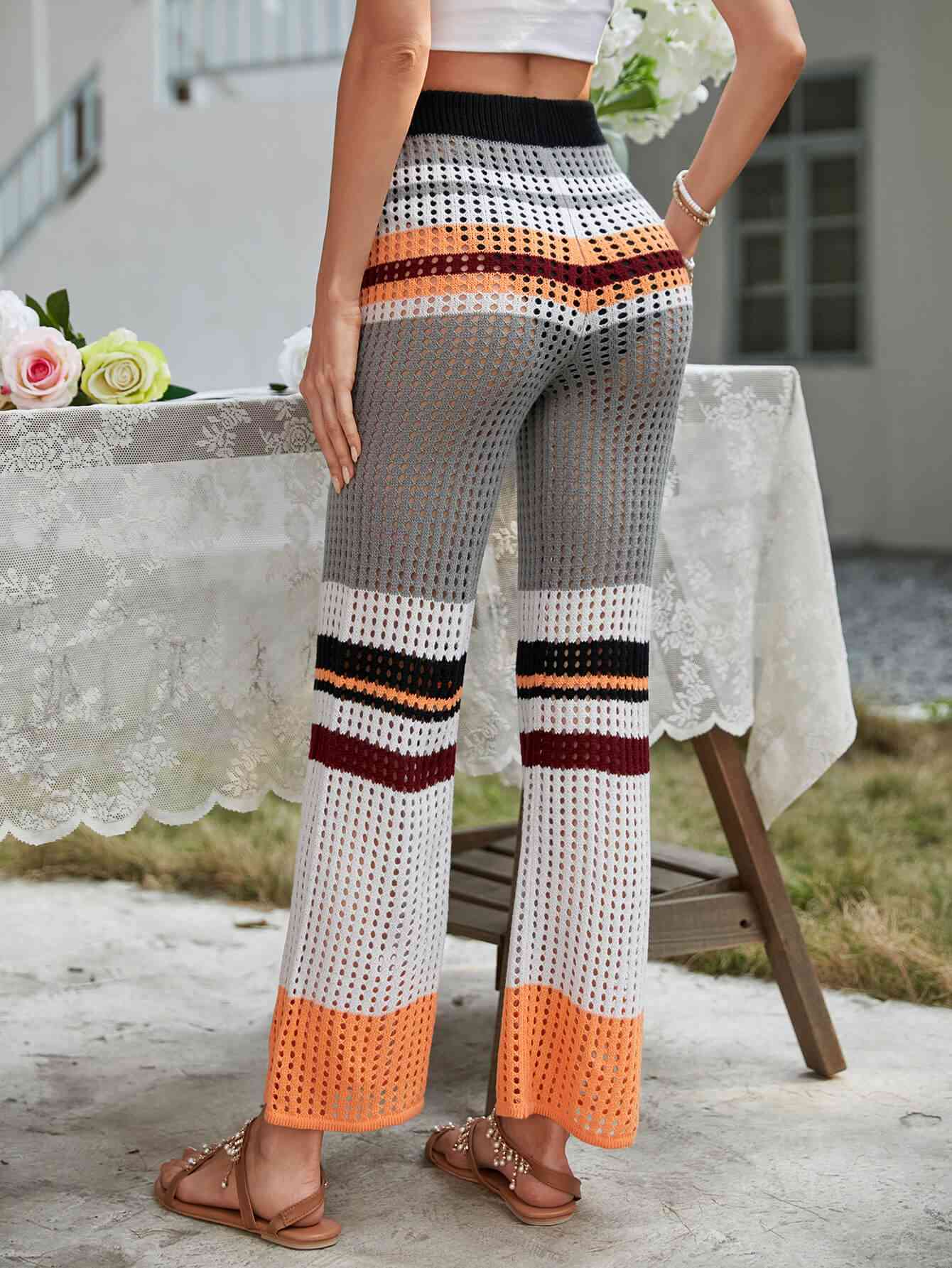 Colors - Color Block Openwork Knit Pants (7500884050008)