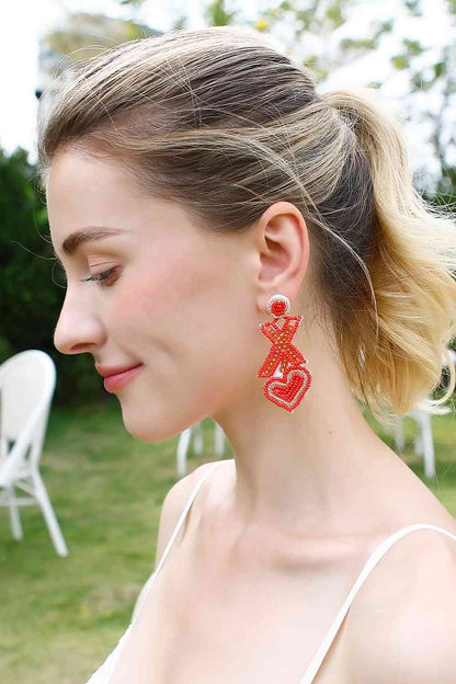Random 2-Pair Heart & X-Shape Bead Dangle Earrings (7499324293208)