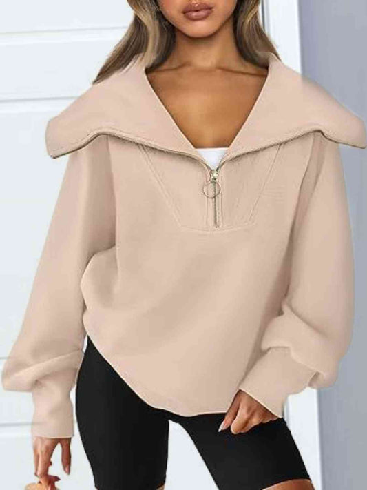 Oh My Lanta - Half-Zip Lantern Sleeves Top (7501315080280)