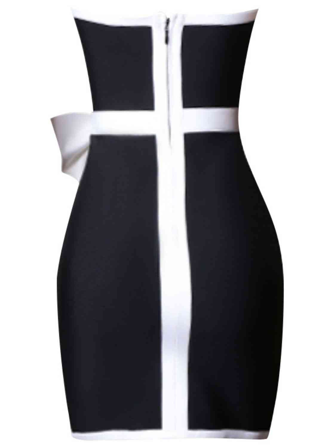 Bow Deetz - Contrast Strapless Bow Detail Mini Dress (7516412772440)