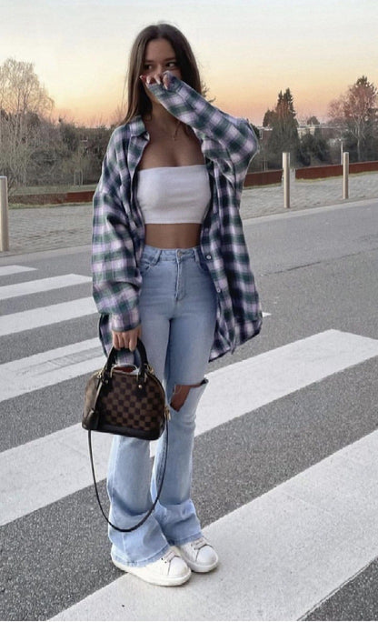 Distressed High-Waist Stretchy Denim Jeans