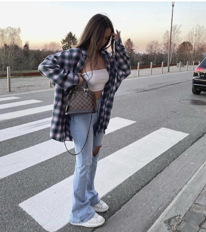 Distressed High-Waist Stretchy Denim Jeans