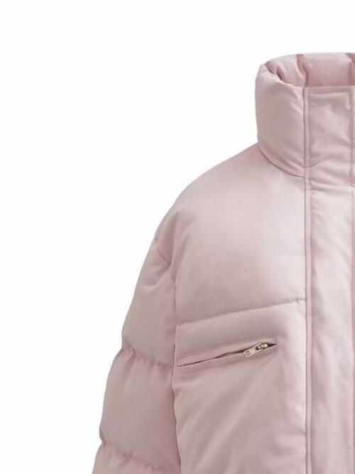 Snap & Zip - Closure Drawstrings Cropped Winter Coat (7484290072664)