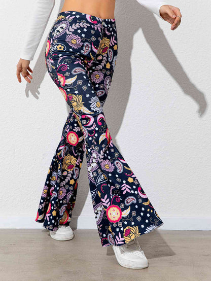 Graphics Printed - Floral High Waist Flare Leg Pants (7500882870360)