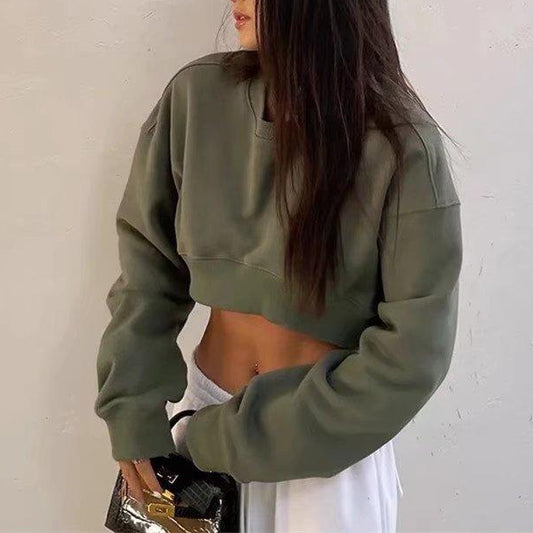 Terry Pullover - High-Waist Crop-Top Sweatshirt (7517822025816)