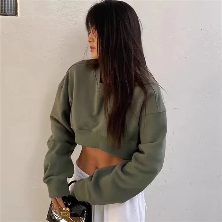 Terry Pullover - High-Waist Crop-Top Sweatshirt (7517822025816)