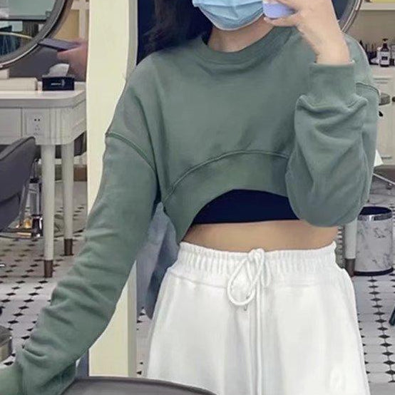 Terry Pullover - High-Waist Crop-Top Sweatshirt (7517822025816)