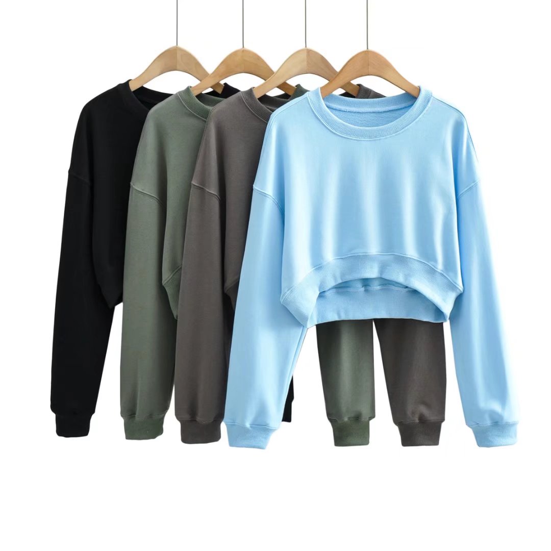 Terry Pullover - High-Waist Crop-Top Sweatshirt (7517822025816)
