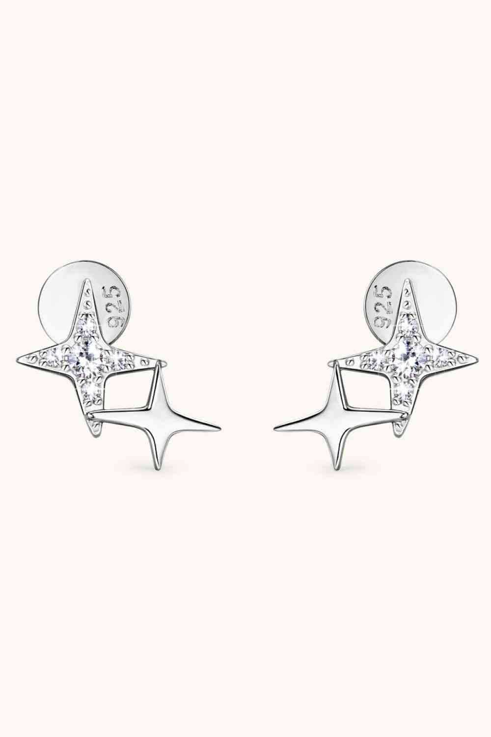 Moissanite 925 Sterling Silver Star Shape Earrings (7499307876440)