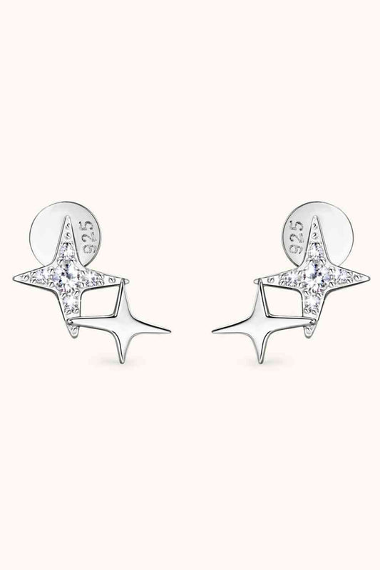 Moissanite 925 Sterling Silver Star Shape Earrings (7499307876440)