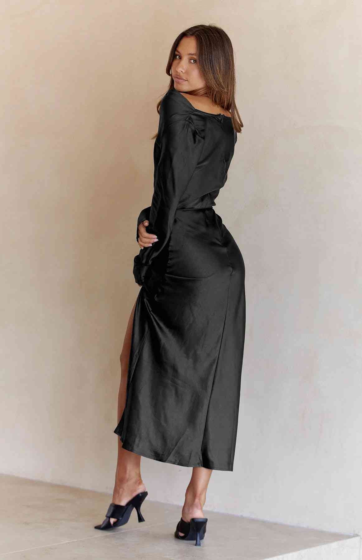 Cowl Neck - Long Sleeve Maxi Dress (7515554218072)