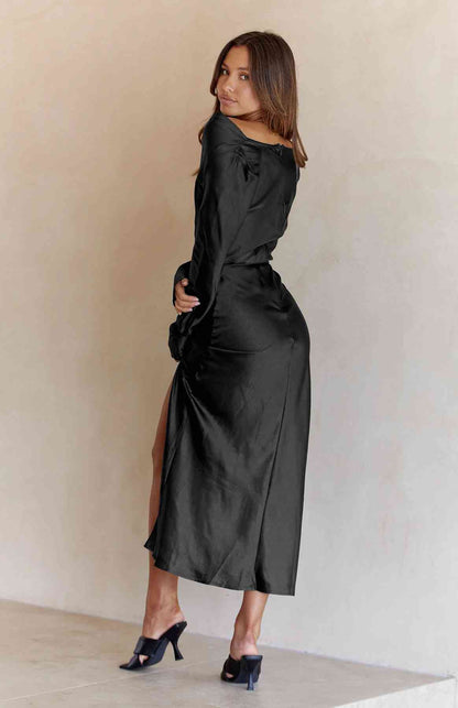 Cowl Neck - Long Sleeve Maxi Dress (7515554218072)