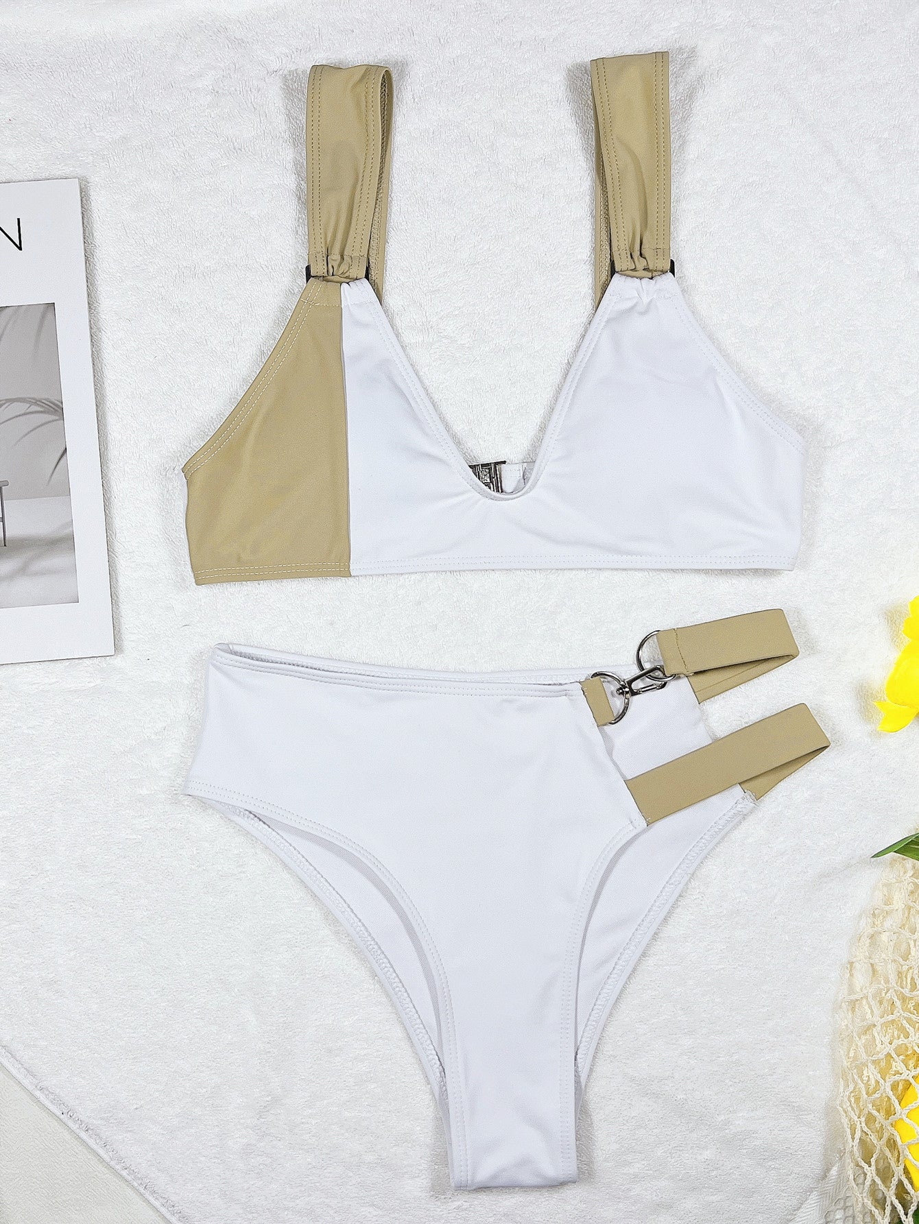 White & Tan Bikini Swimset (7516561703000)