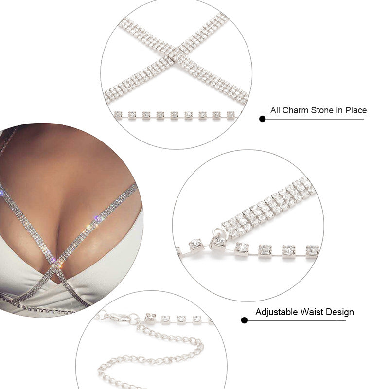Rhinestones Claw Chain Chest Lace Necklace (7517780770904)