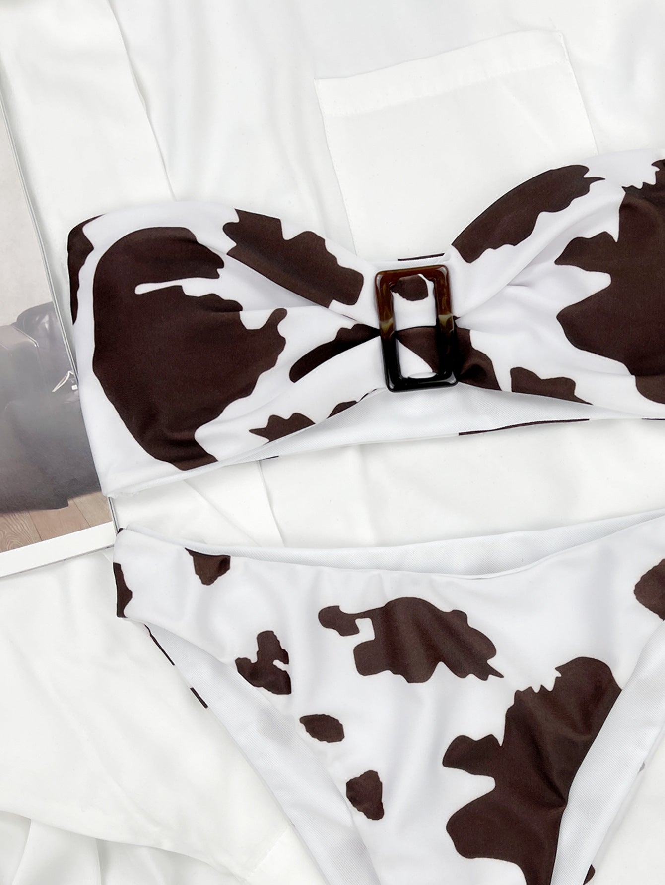Cow Print - Brown/White Swimsuit Bikini (7516534603864)
