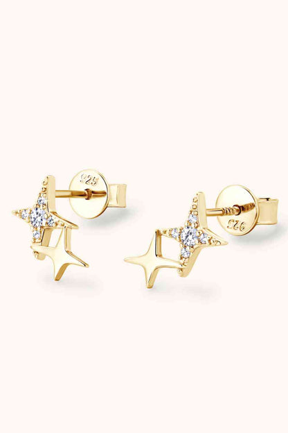 Moissanite 925 Sterling Silver Star Shape Earrings (7499307876440)