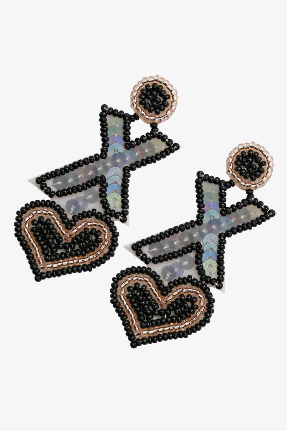 Random 2-Pair Heart & X-Shape Bead Dangle Earrings (7499324293208)