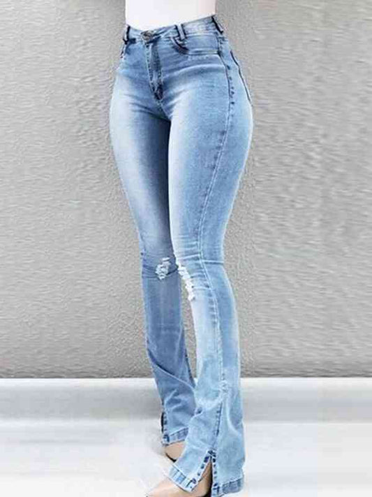 Cutie Jeans - Buttoned Slit Jeans (7486623252568)