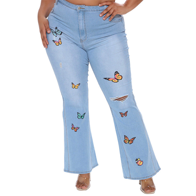 Butterfly Embroidered Denim Jeans (7524740694104)