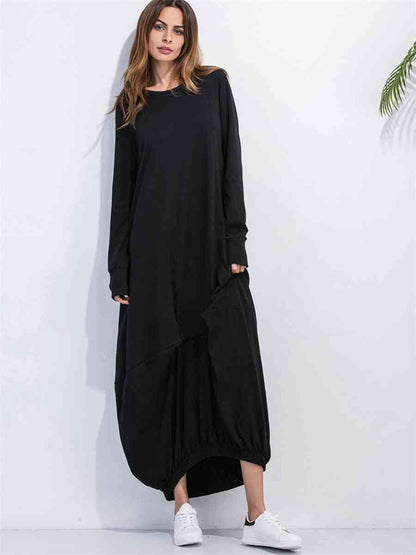 Sweaters & Dresses & Sweaterdresses - Full Size Round Neck Long Sleeve Sweatshirt Dress (7515564867672)