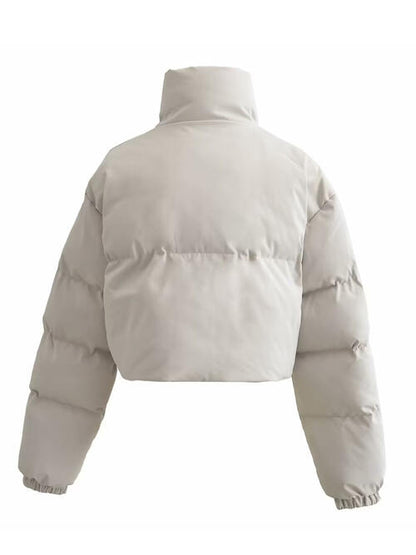 Snap & Zip - Closure Drawstrings Cropped Winter Coat (7484290072664)