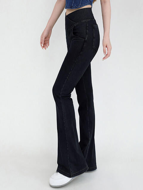Bootcut Jeans With Pockets - Wide Waistband (7496928100440)