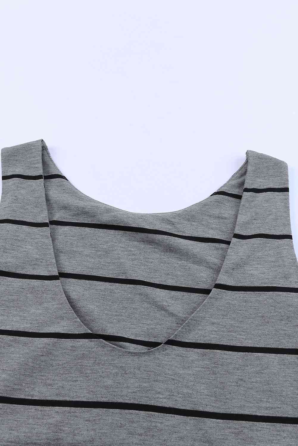 Striped Slit Sleeveless - Maxi Dress (7515562672216)