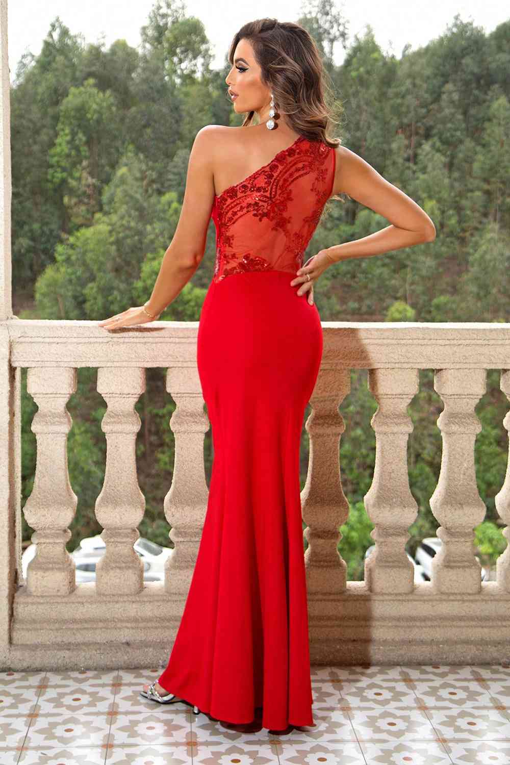 One-Shoulder Sleeveless Maxi Dress (7515510112344)