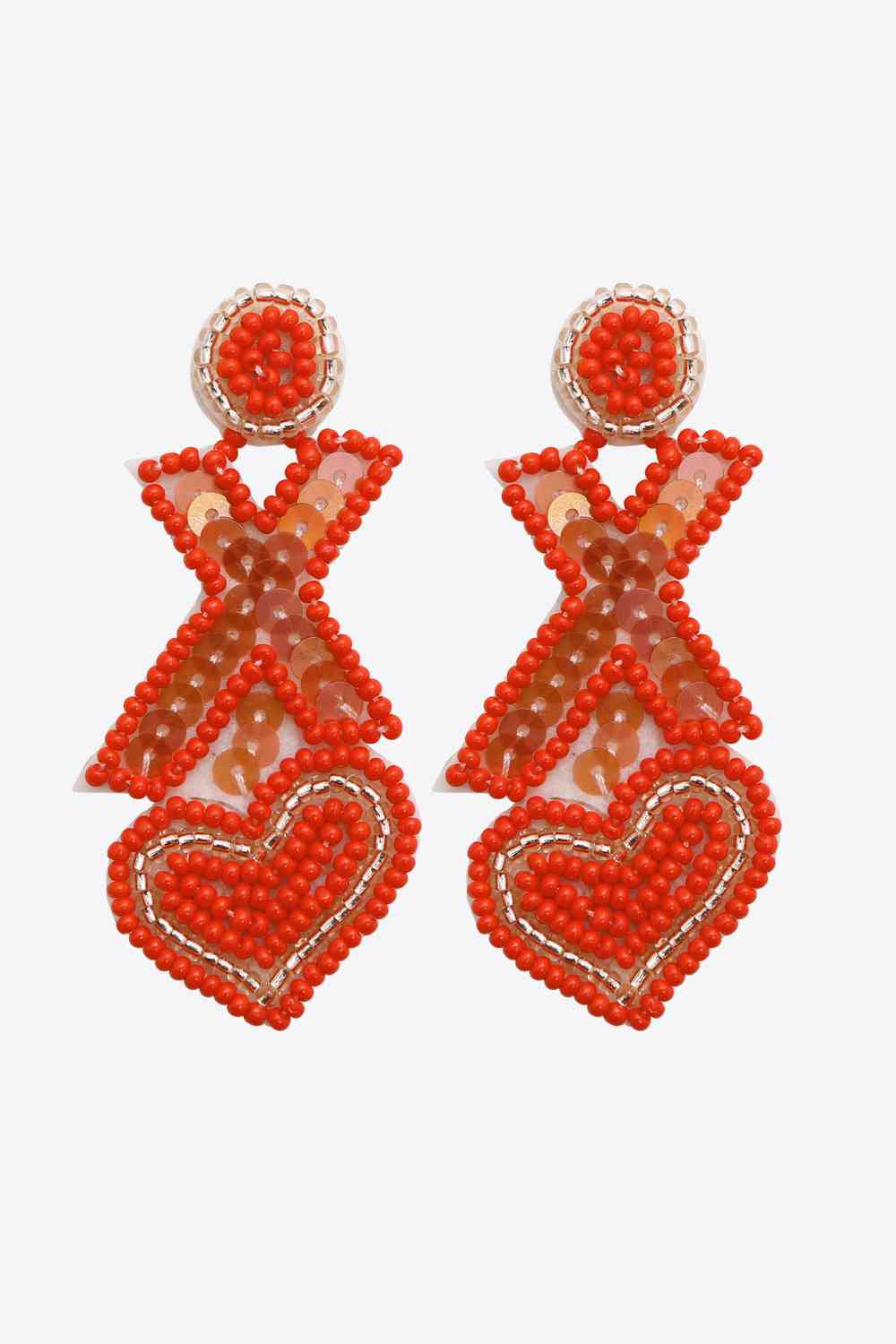 Random 2-Pair Heart & X-Shape Bead Dangle Earrings (7499324293208)