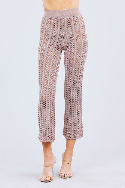 Fishnet Sweater Pants - Tan Pink