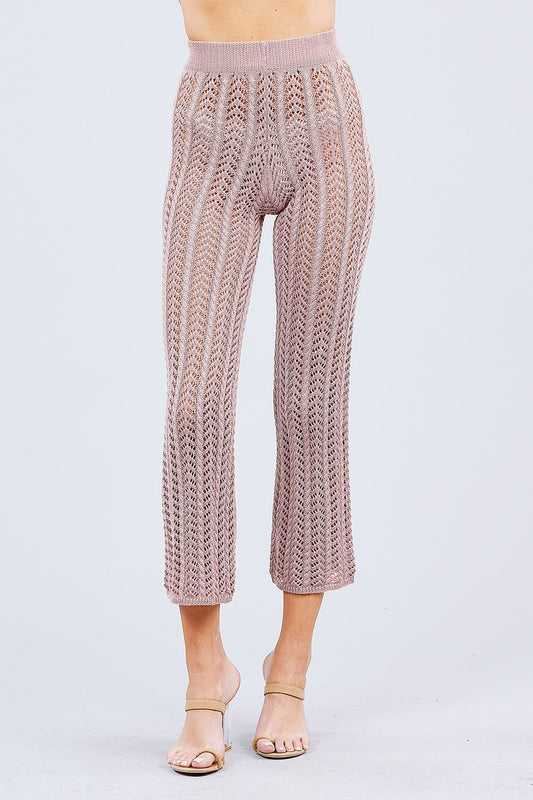 Fishnet Sweater Pants - Tan Pink
