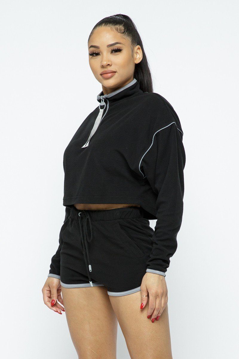 Sporty Crop-Top & High-Waist Shorts Set