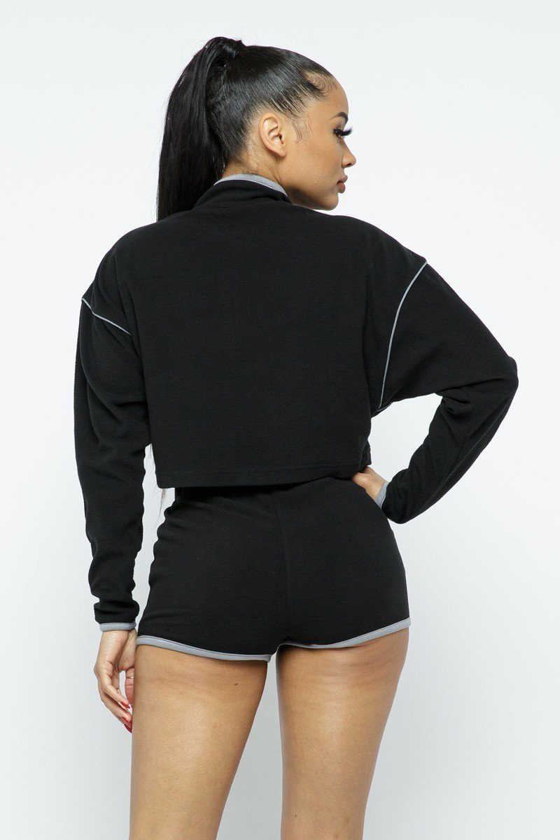 Sporty Crop-Top & High-Waist Shorts Set