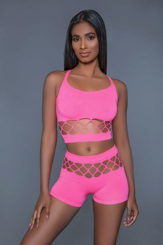 Crop-Top & High-Waist Shorts Fishnet