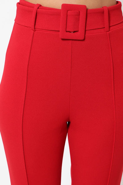 Buckle-Belt Tapered Pants
